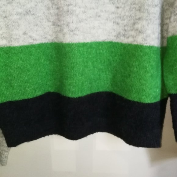 Medium ONLY Oversized Color Block Stripes Wool Crewneck Chunky Knit Sweater - Picture 8 of 12
